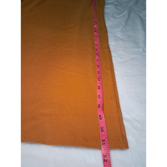 L*SPACE Scoop Neck Twist Front Rust Orange Side Slit Maxi Dress Rib Knit Size M - Picture 8 of 9